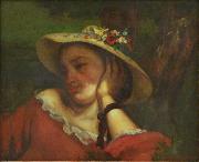 Gustave Courbet Woman with Flowers in her Hat oil